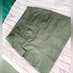 Olive Green Mini Skirt with Pockets
